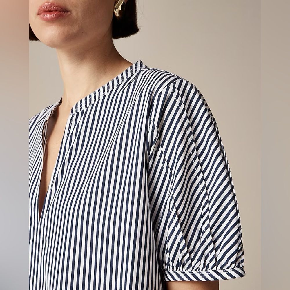 NWT J CREW Delilah dress in striped cotton poplin in “Dark Evening” blue stripe - Picture 5 of 7